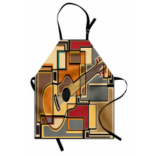 Soyut Mutfak Önlüğü Gitar ve Geometrik