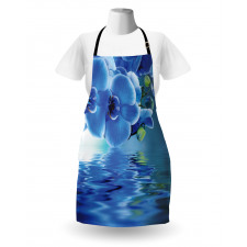 Soyut Mutfak Önlüğü Mavi Çiçek ve Su
