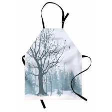 Snowy Forest Trees Birds Apron