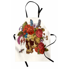 Skull Flowers Bees Apron