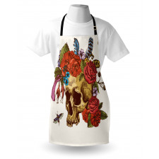 Skull Flowers Bees Apron