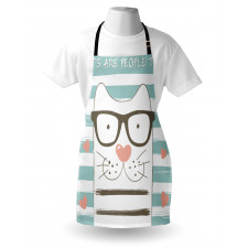 Hipster Cartoon Cat Art Apron