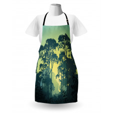 Mist Forest Trees Scene Apron