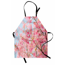 Çiçekli Mutfak Önlüğü Pembe Kiraz Çiçekleri Bahar Manzarası