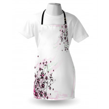 Grunge Flower Motif Leaf Apron