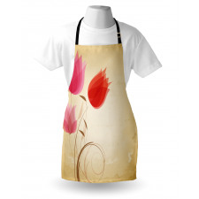 Hazy Red Flowers Nature Apron