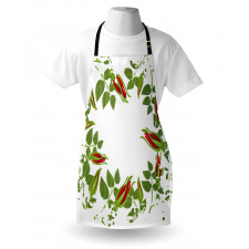 Grunge Leaves Red Roses Apron