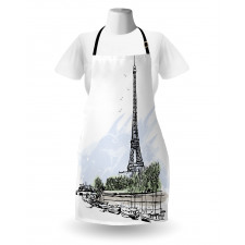 Eiffel Tower Birds Trees Apron