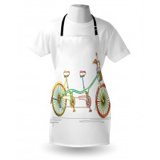 Rengarenk Mutfak Önlüğü Tandem Bisiklet Desenli