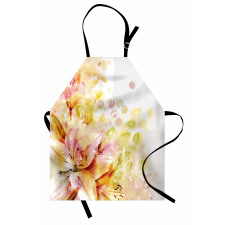 Çiçekli Mutfak Önlüğü Stilize Lilyum Çiçeği