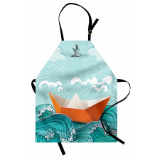 Navy Sealife with Waves Apron