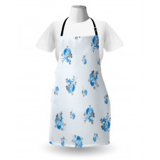 Blue Color Romantic Flower Apron