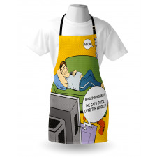 Man TV Cat Comic Book Apron