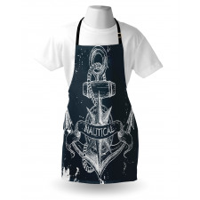 Denizci Mutfak Önlüğü Çapa ve Pusula Desenli