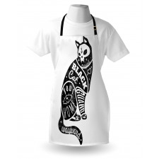 Magic Skull Cat Drawing Apron