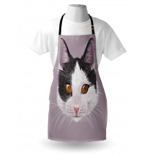 Hayvan Deseni Mutfak Önlüğü Siyah Beyaz Şirin Kedi