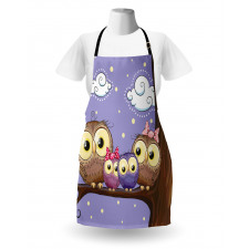 Cartoon Style Owl Family Apron