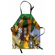 Cartoon Elephant Lion Apron