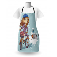 Cartoon Girl with Bike Apron