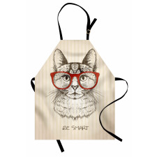 Cat with Retro Glasses Apron