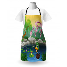 Duck and Frog in a Lake Apron