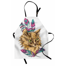 Cat with Colorful Feathers Apron