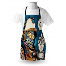 Fantastik Mutfak Önlüğü Retro Astronot Desenli