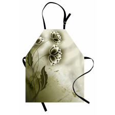 Grey Flowers Ivy Leaf Apron