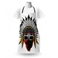 Skull with Feathers Veil Apron
