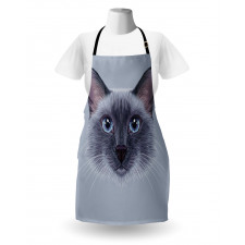 Hayvan Deseni Mutfak Önlüğü Mavi Gözlü Kedi Desenli