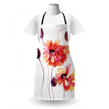 Watercolor Poppies Buds Apron