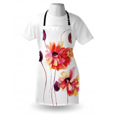 Watercolor Poppies Buds Apron