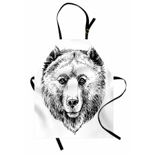 Grizzly Bear Ink Sketch Apron