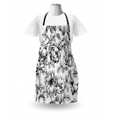 Hand Drawn Rose Petals Apron