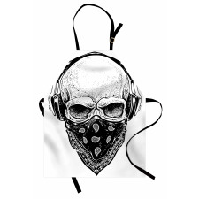 Gothic Skull Headphones Apron