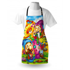 Cartoon Singing Elves Art Apron