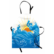 Curved Ocean Waves Sun Apron