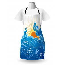 Curved Ocean Waves Sun Apron