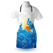 Curved Ocean Waves Sun Apron