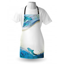 Dolphins Sea Waves Drops Apron