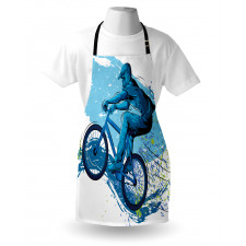 Spor Mutfak Önlüğü Mavi Bisikletli Adam
