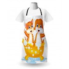 Cartoon Cat and Dog Bath Apron