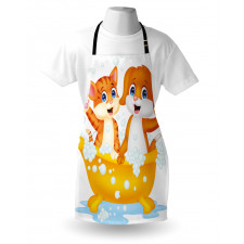 Cartoon Cat and Dog Bath Apron