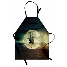 Old Ship Sea Moonlight Apron