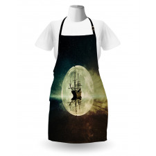 Old Ship Sea Moonlight Apron