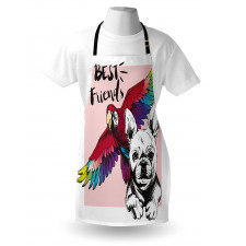 Bulldog Parrot Friends Apron