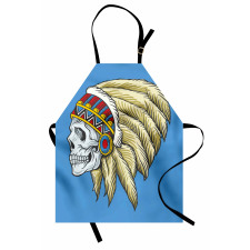 Skull with Feathers Folk Apron