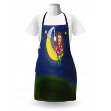 Girl on Moon Words Artwork Apron