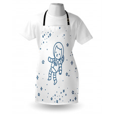 Uzay Mutfak Önlüğü Çocuksu Astronot Çizimi