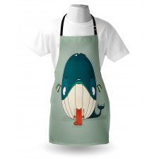 Kitten Eating Huge Fish Apron